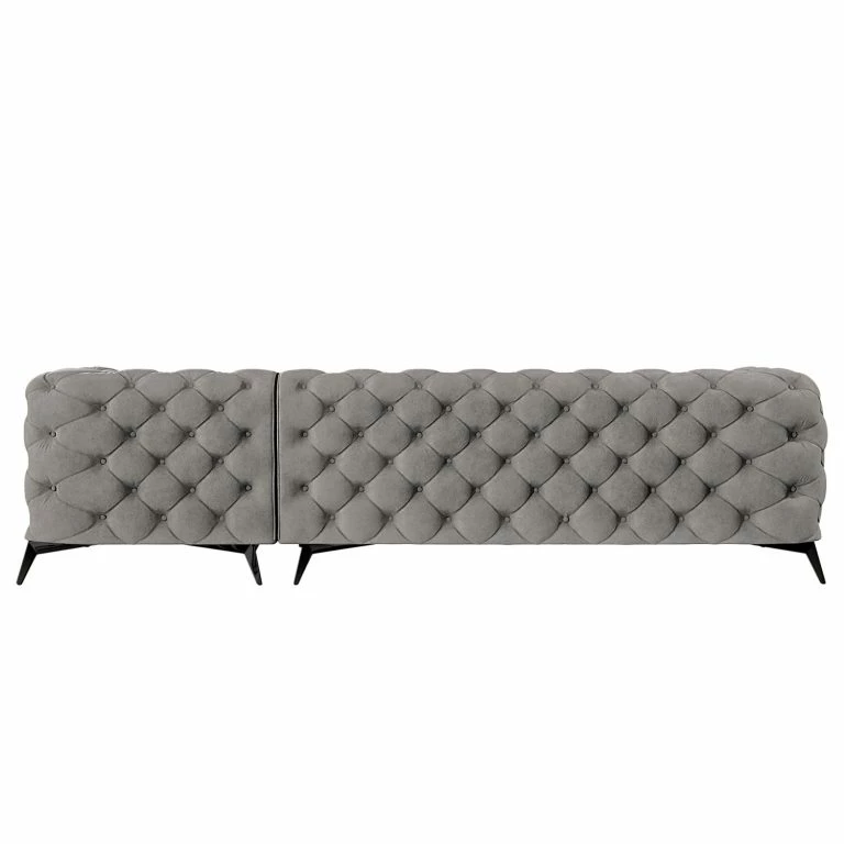 Loftscape Jack & Alice Canapé D’angle Laviva I – Velours Ravi: Taupe – Largeur : 305 Cm – Méridienne Longue à Droite (vue De Face)