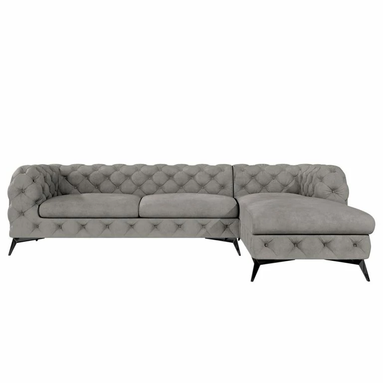 Loftscape Jack & Alice Canapé D’angle Laviva I – Velours Ravi: Taupe – Largeur : 305 Cm – Méridienne Longue à Droite (vue De Face)