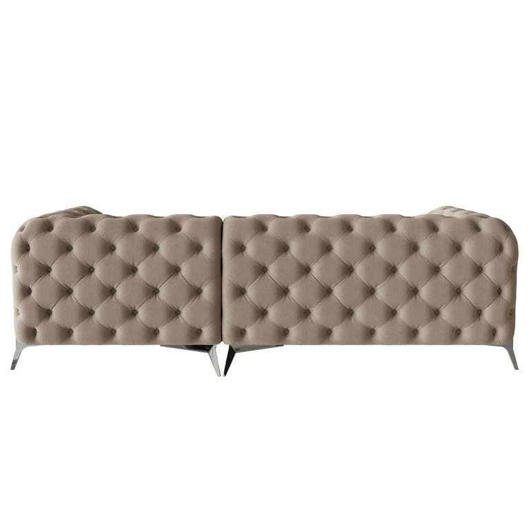 Loftscape Jack & Alice Canapé D’angle Laviva II – Microfibre Enza: Cappuccino – Largeur : 261 Cm – Méridienne Longue à Droite (vue De Face)