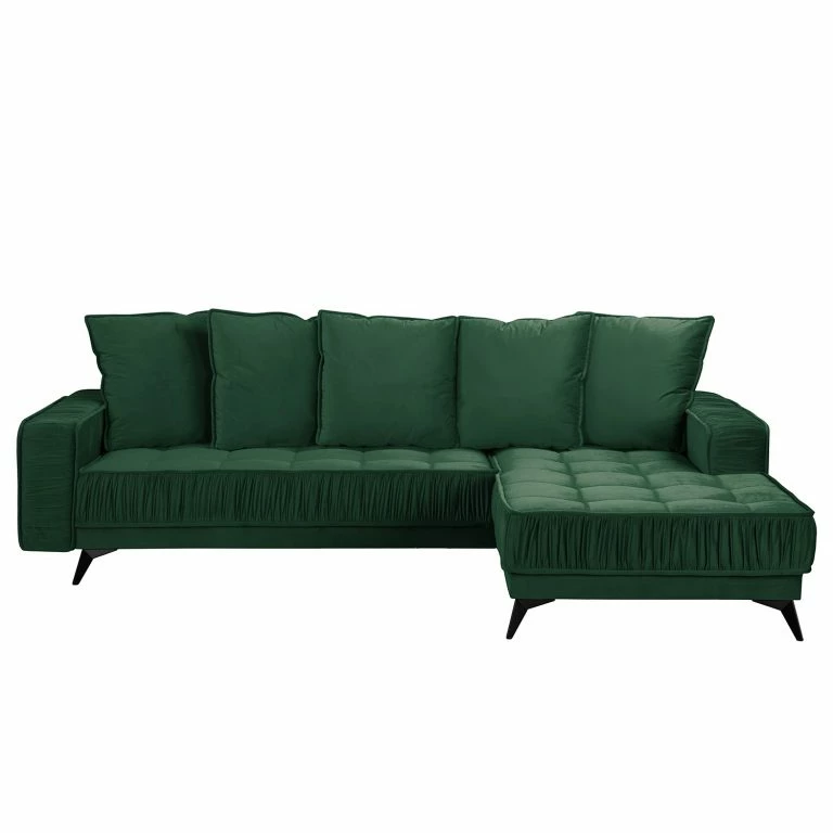 Loftscape Jack & Alice Canapé D’angle Machado – Vert Foncé – Méridienne Courte à Droite (vue De Face)