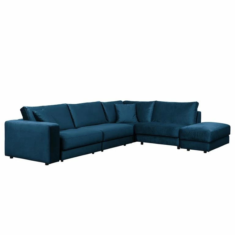 Loftscape Jack & Alice Canapé D’angle Oakey I – Velours – Bleu Foncé – Angle à Droite (vu De Face)