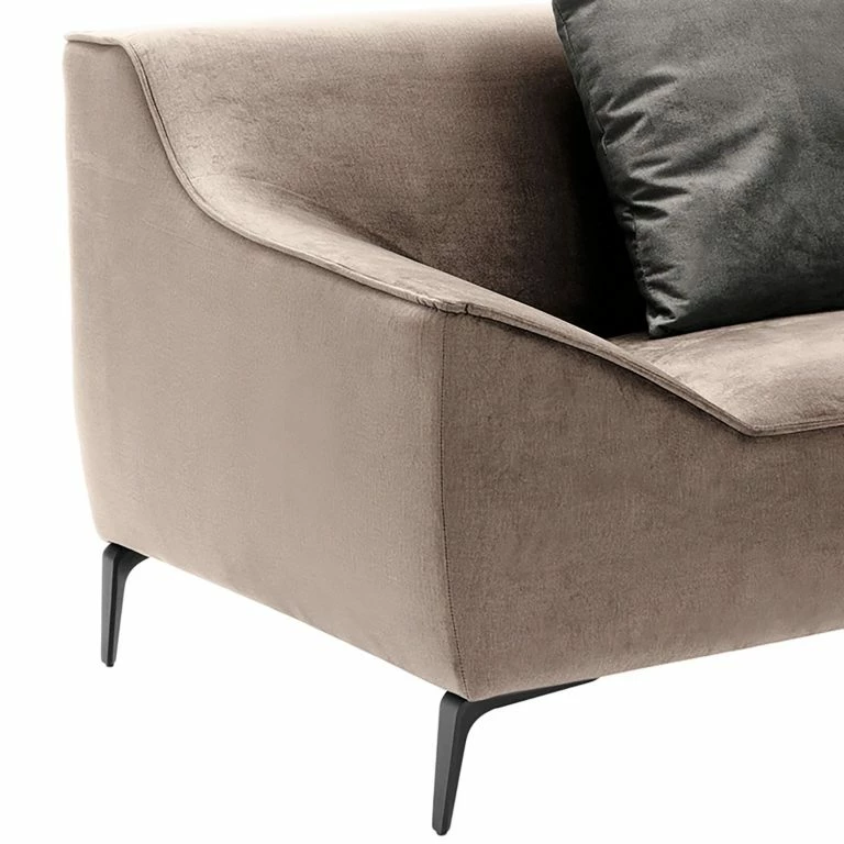 Loftscape Jack & Alice Canapé D’angle Rosas I – Velours – Cappuccino – Méridienne Courte à Droite (vue De Face)