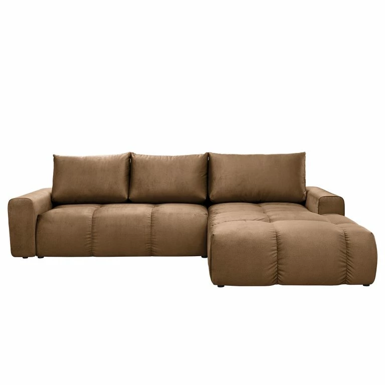 Loftscape Jack & Alice Canapé D’angle Saint Veep – Velours – Velours Onoli: Beige – Méridienne Courte à Droite (vue De Face)