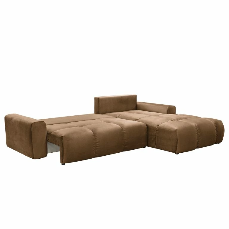 Loftscape Jack & Alice Canapé D’angle Saint Veep – Velours – Velours Onoli: Beige – Méridienne Courte à Droite (vue De Face)