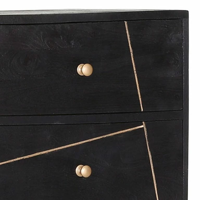 Loftscape Jack & Alice Commode Towa I – Acacia Massif / Métal – Noir / Or