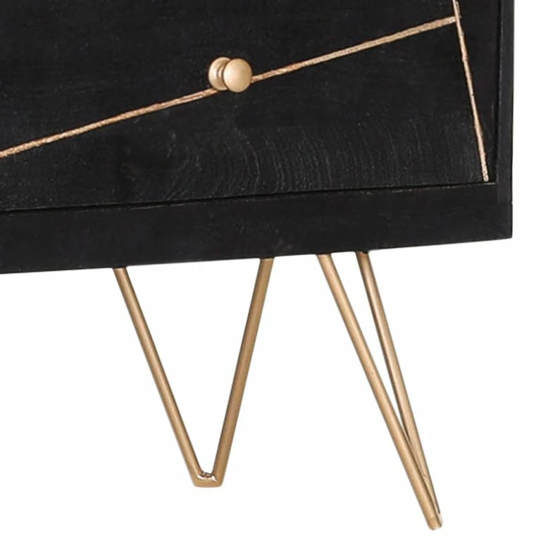 Loftscape Jack & Alice Commode Towa I – Acacia Massif / Métal – Noir / Or