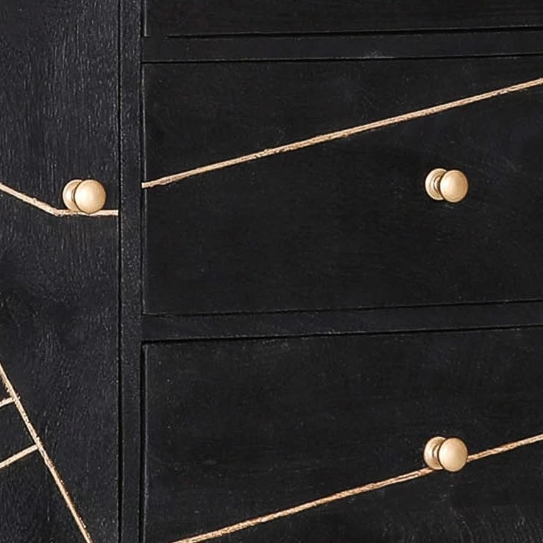 Loftscape Jack & Alice Commode Towa I – Acacia Massif / Métal – Noir / Or