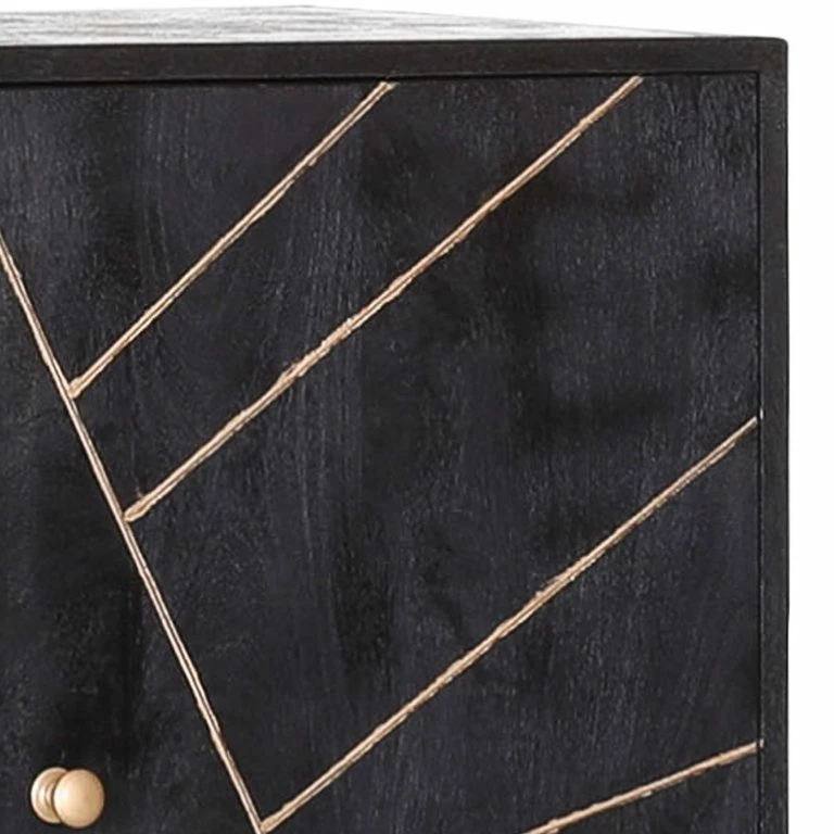 Loftscape Jack & Alice Commode Towa II – Acacia Massif / Métal – Noir / Or