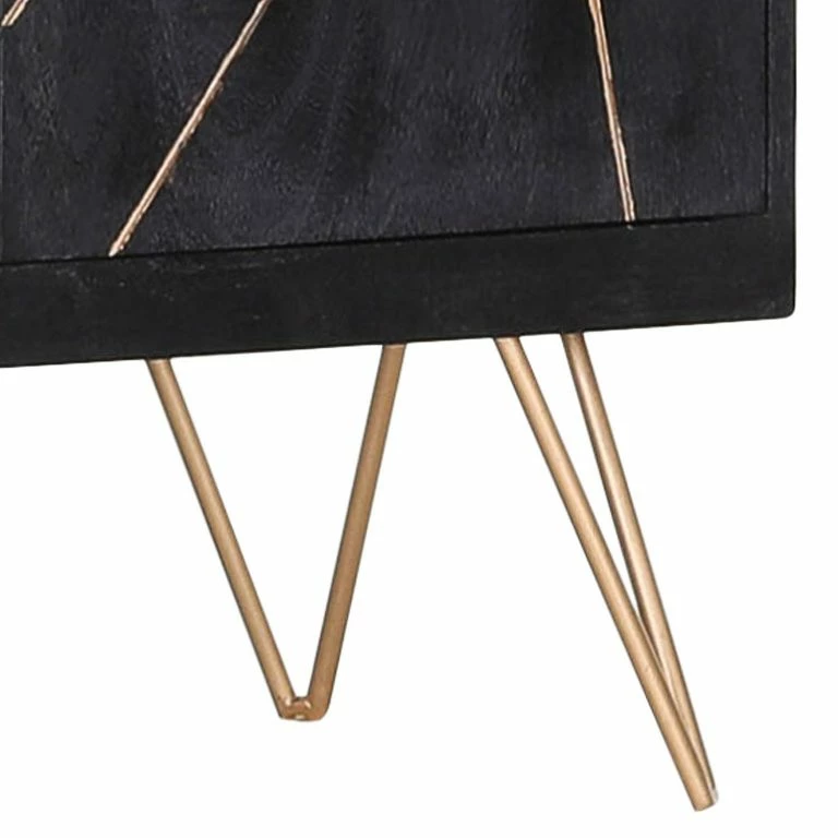 Loftscape Jack & Alice Commode Towa II – Acacia Massif / Métal – Noir / Or