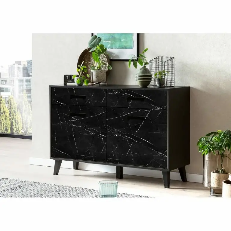 Loftscape Jack & Alice Enfilade Fintel II – Imitation Marbre Noir / Noir