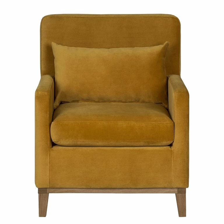 Loftscape Jack & Alice Fauteuil Blomma – Velours Jaune Moutarde – Noyer