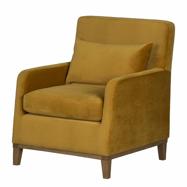 loftscape Jack & Alice Fauteuil Blomma – Velours jaune moutarde – Noyer