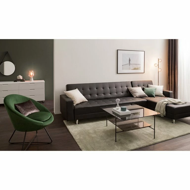 Loftscape Jack & Alice Fauteuil Design Eicken – Velours – Vert Vieilli