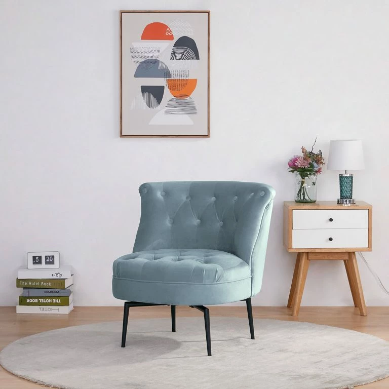 Loftscape Jack & Alice Fauteuil Jonas II – Velours – Bleu Pastel