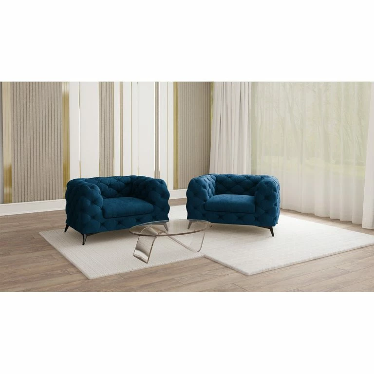Loftscape Jack & Alice Fauteuil Laviva I – Velours Ravi: Bleu Marine