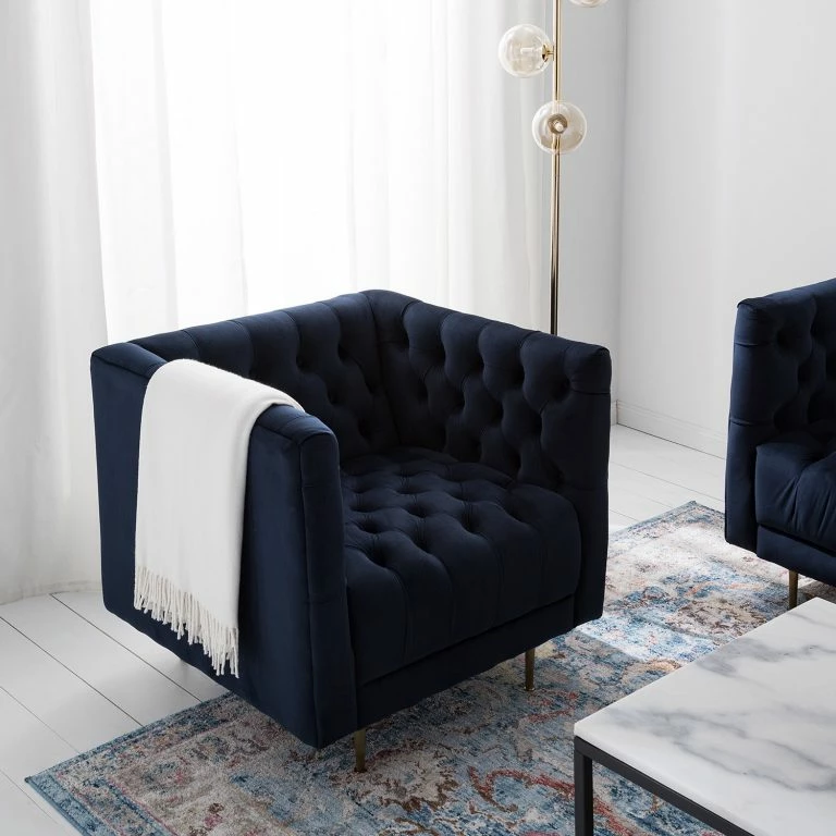 Loftscape Jack & Alice Fauteuil Reynella – Velours – Bleu Marine