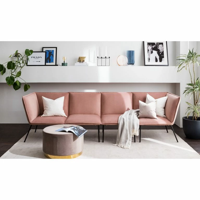 Loftscape Jack & Alice Grand Canapé Dorado – Velours – Rose Vieilli