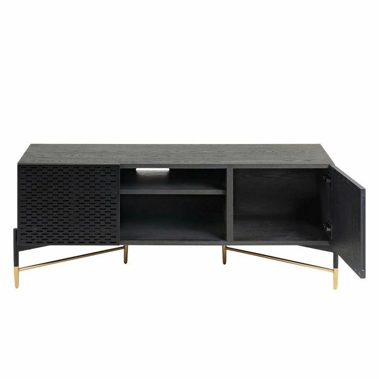 Loftscape Jack & Alice Meuble TV Cabral – Frêne Noir / Doré