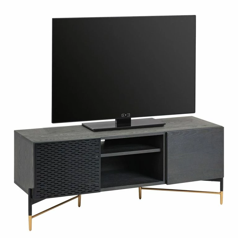 loftscape Jack & Alice Meuble TV Cabral – Frêne noir / Doré