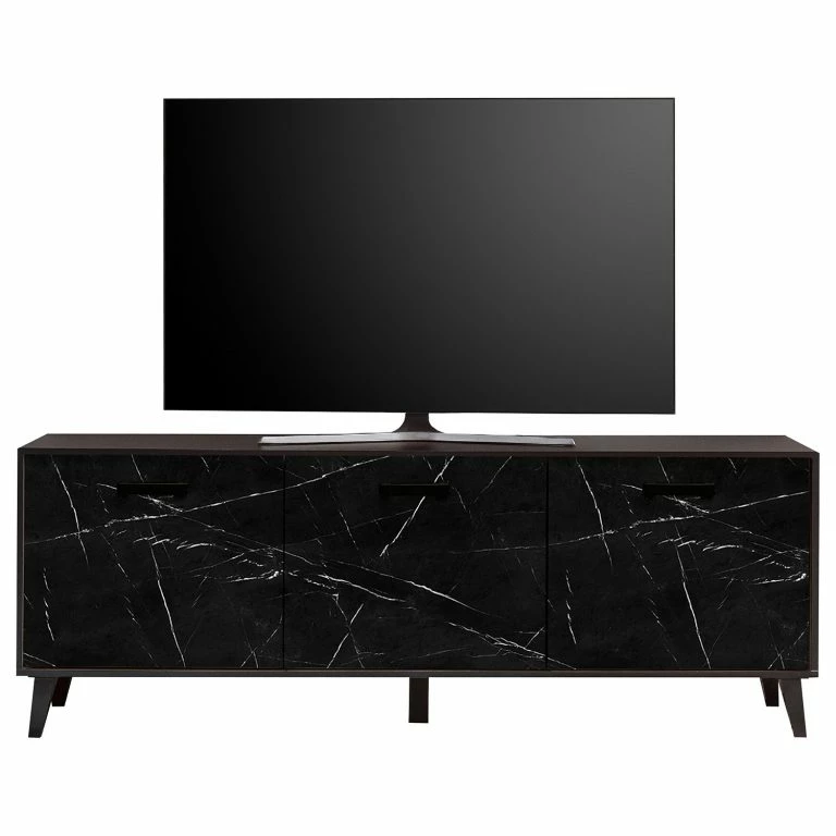 Loftscape Jack & Alice Meuble TV Fintel I – Imitation Marbre Noir / Noir