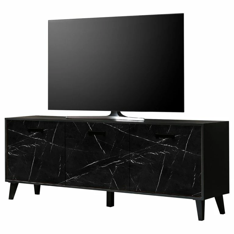 loftscape Jack & Alice Meuble TV Fintel I – Imitation marbre noir / Noir