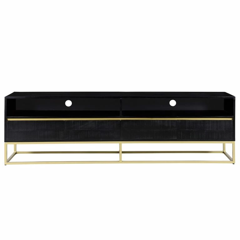 Loftscape Jack & Alice Meuble TV Nooble – Manguier Massif / Métal – Manguier Noir / Doré