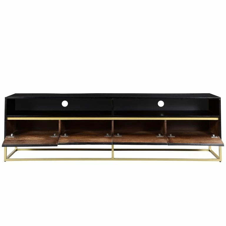 Loftscape Jack & Alice Meuble TV Nooble – Manguier Massif / Métal – Manguier Noir / Doré