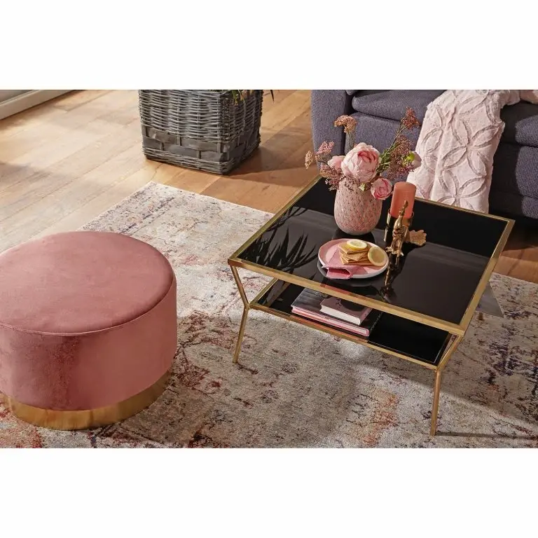 Loftscape Jack & Alice Table Basse Ballyboe – Verre / Métal – Noir / Doré