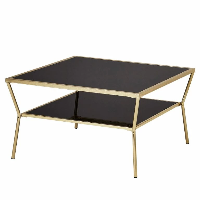 Loftscape Jack & Alice Table Basse Ballyboe – Verre / Métal – Noir / Doré
