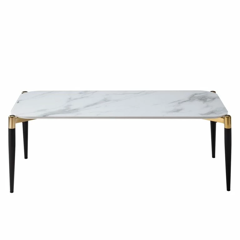Loftscape Jack & Alice Table Basse Conyers – Verre / Métal – Imitation Marbre Blanc / Noir