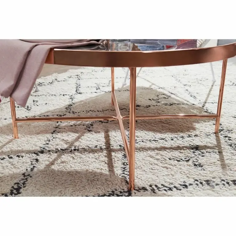 Loftscape Jack & Alice Table Basse Cushina – Verre / Métal – Imitation Marbre Noir / Cuivre