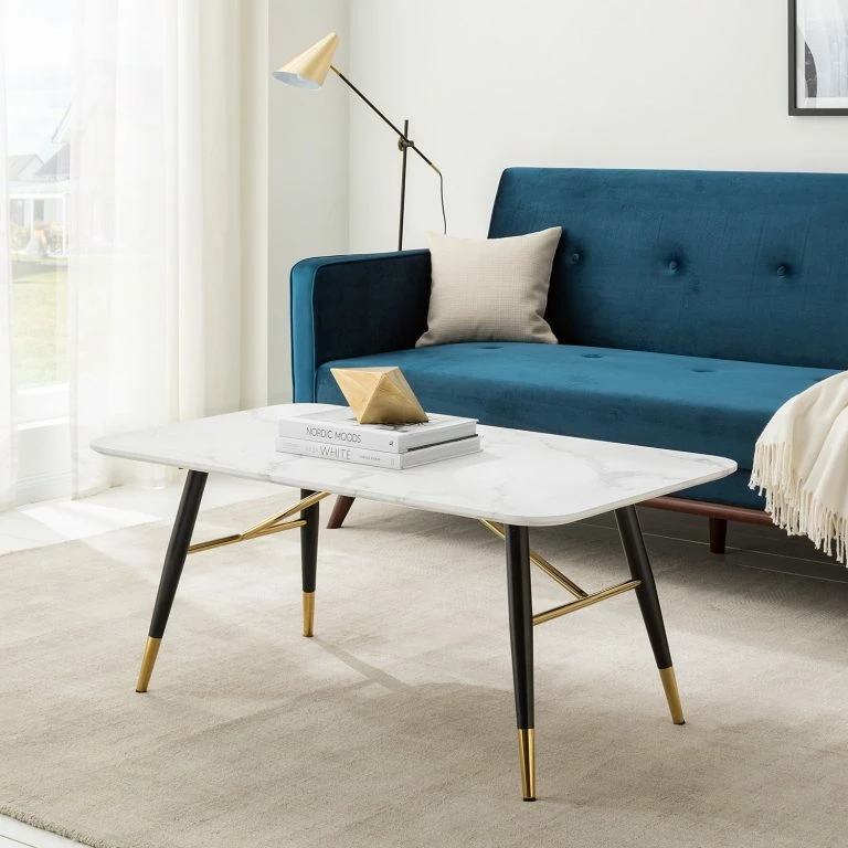 Loftscape Jack & Alice Table Basse Joppa – Imitation Marbre Blanc / Noir