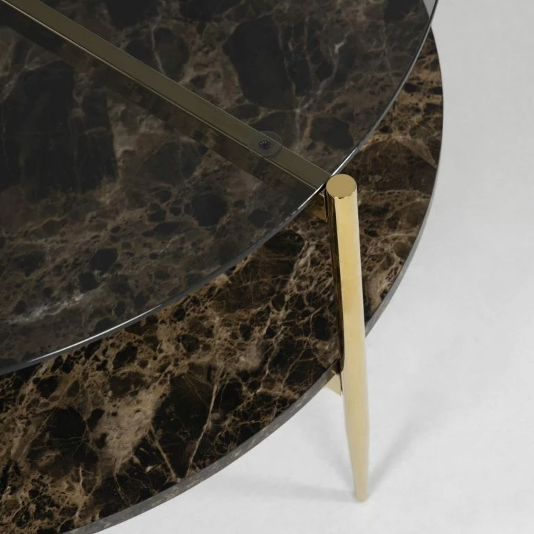 Loftscape Jack & Alice Table Basse Lymm – Verre / Métal – Gris / Doré