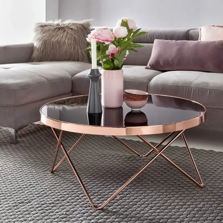 Loftscape Jack & Alice Table Basse Morgan – Verre / Métal – Noir / Cuivre