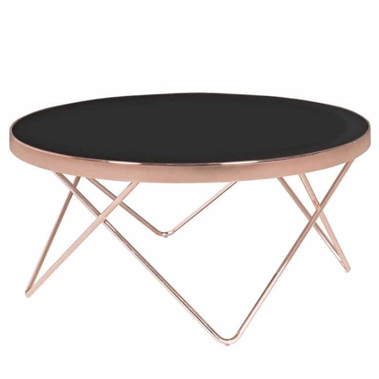 loftscape Jack & Alice Table basse Morgan – Verre / Métal – Noir / Cuivre