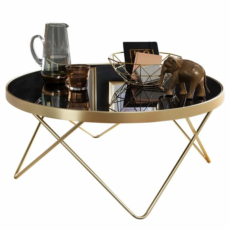 loftscape Jack & Alice Table basse Morgan – Verre / Métal – Noir / Doré
