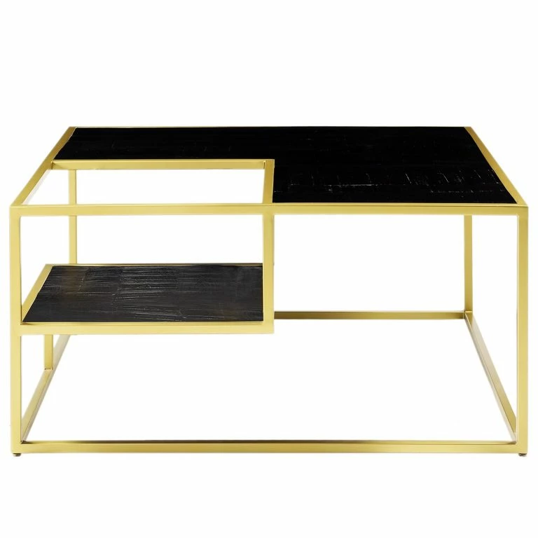 Loftscape Jack & Alice Table Basse Nooble – Manguier Massif / Métal – Manguier Noir / Doré