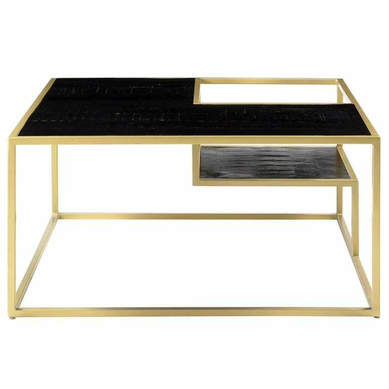 Loftscape Jack & Alice Table Basse Nooble – Manguier Massif / Métal – Manguier Noir / Doré