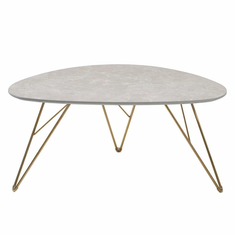 Loftscape Jack & Alice Table Basse Sherry II – Imitation Marbre Gris Clair / Doré