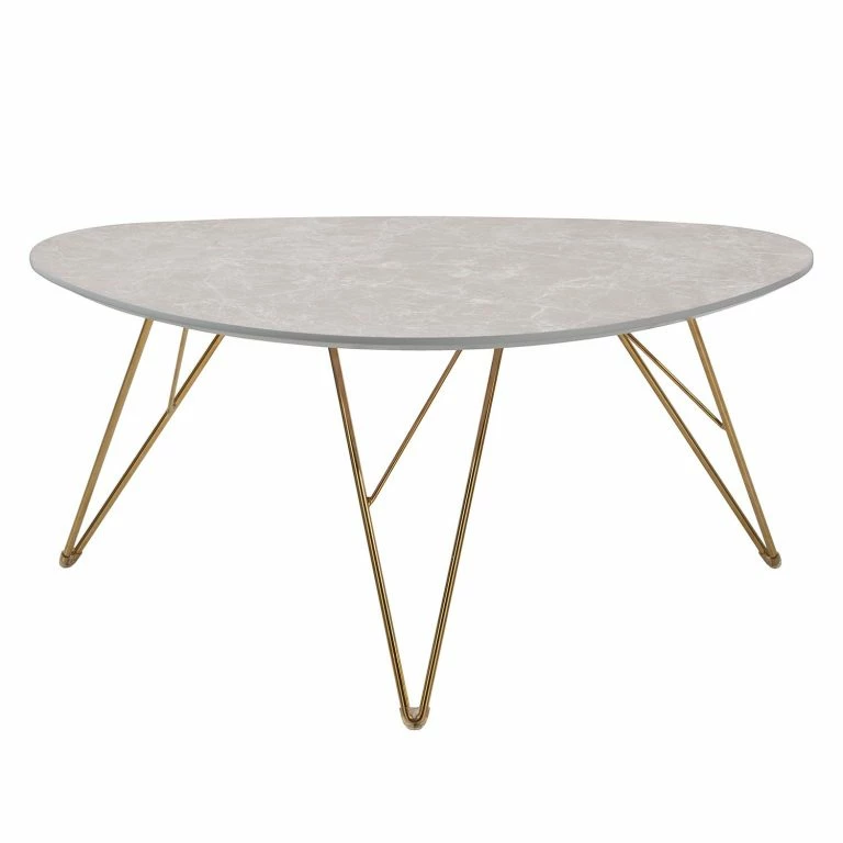 Loftscape Jack & Alice Table Basse Sherry II – Imitation Marbre Gris Clair / Doré