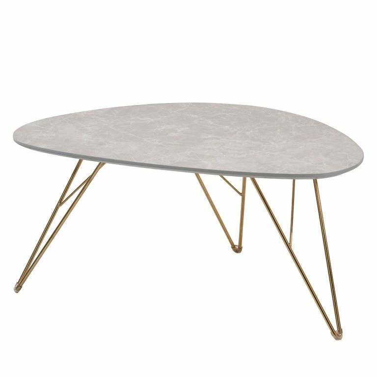 loftscape Jack & Alice Table basse Sherry II – Imitation marbre gris clair / Doré