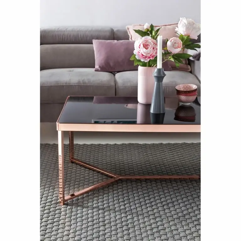 Loftscape Jack & Alice Table Basse Southlake – Verre / Métal – Noir / Cuivre