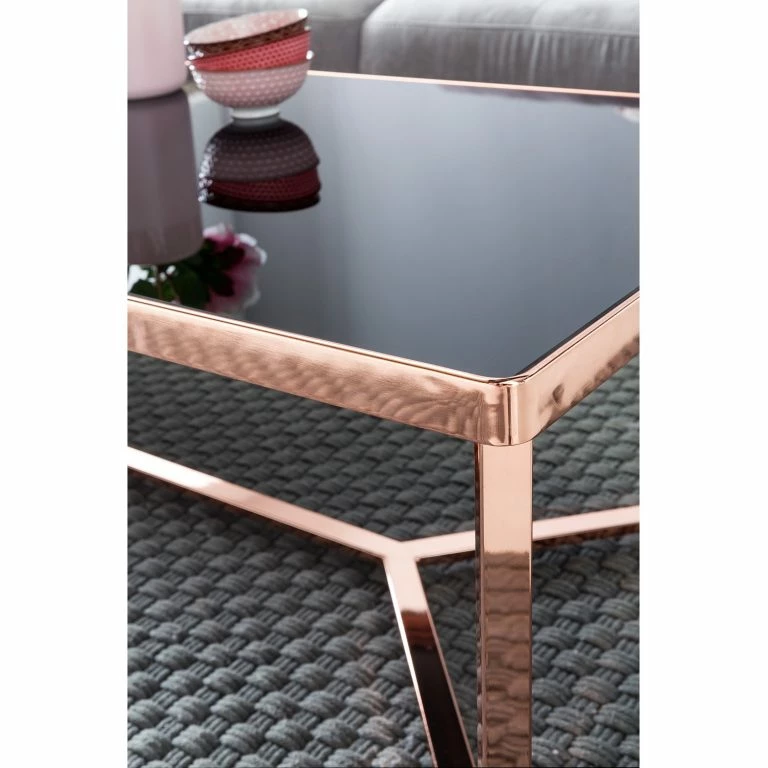 Loftscape Jack & Alice Table Basse Southlake – Verre / Métal – Noir / Cuivre