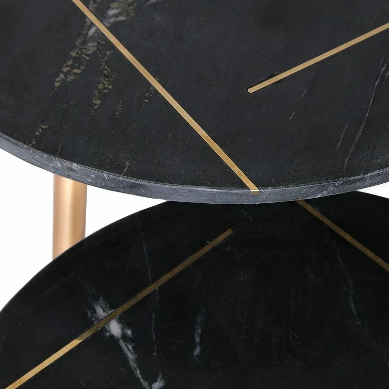 Loftscape Jack & Alice Tables Gigognes Marbollo I (2 éléments) – Marbre / Métal – Anthracite / Doré