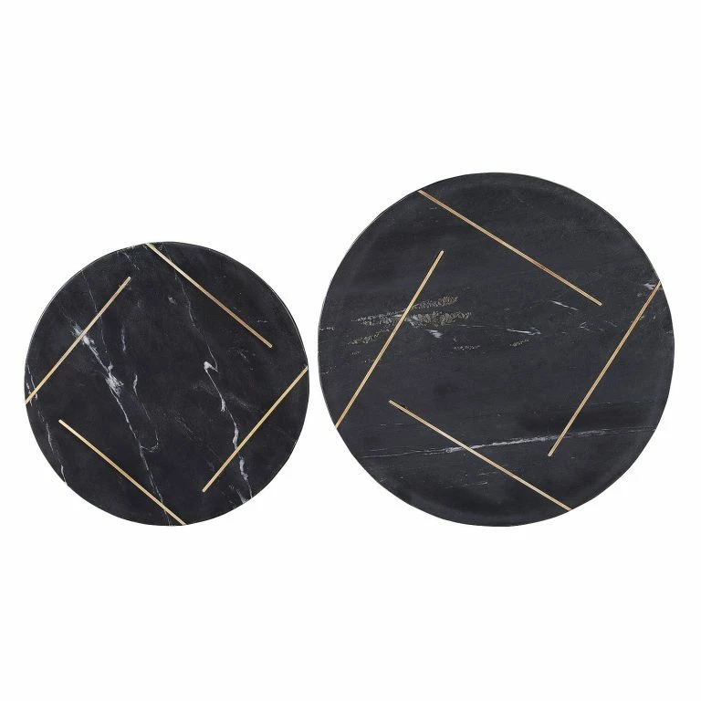 Loftscape Jack & Alice Tables Gigognes Marbollo I (2 éléments) – Marbre / Métal – Anthracite / Doré