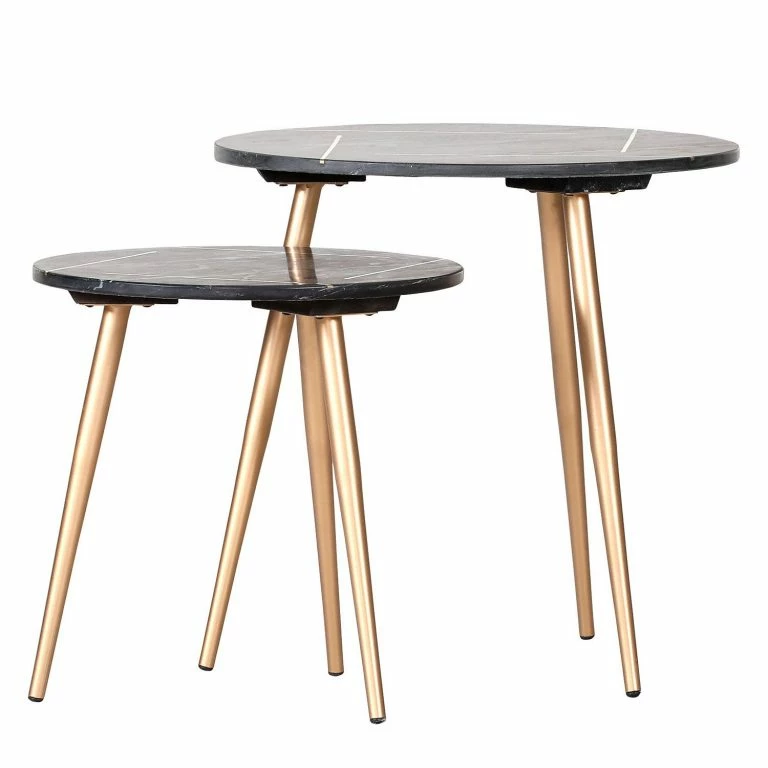 loftscape Jack & Alice Tables gigognes Marbollo I (2 éléments) – Marbre / Métal – Anthracite / Doré