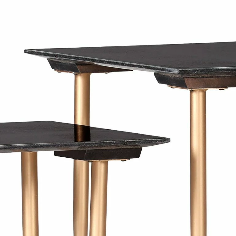 Loftscape Jack & Alice Tables Gigognes Marbollo II (2 éléments) – Marbre / Métal – Anthracite / Doré