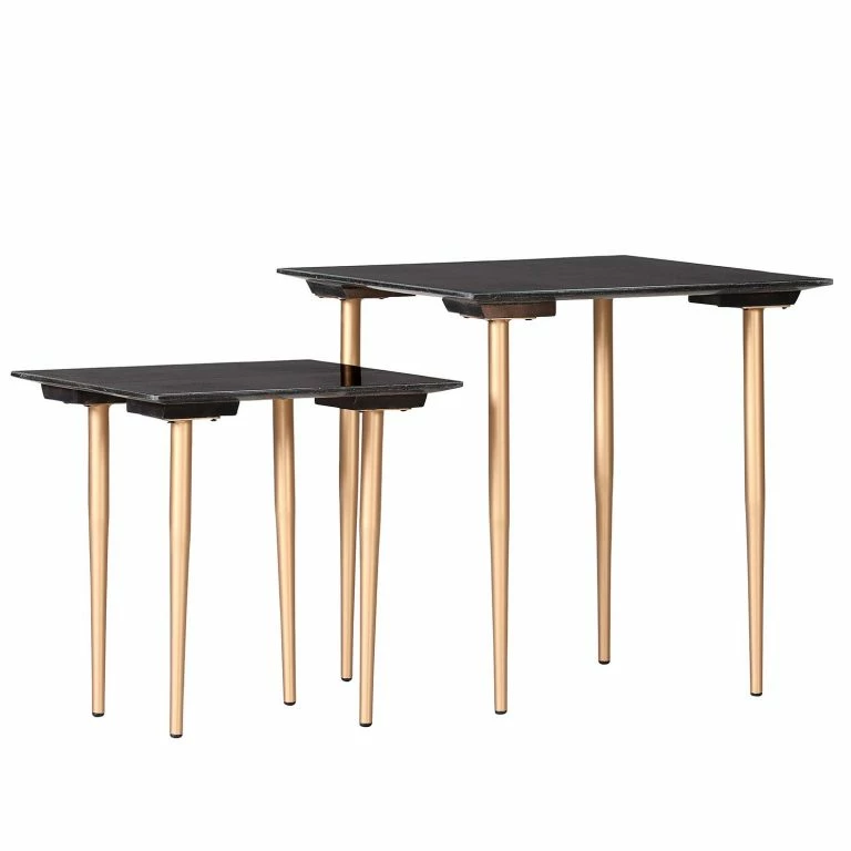 Loftscape Jack & Alice Tables Gigognes Marbollo II (2 éléments) – Marbre / Métal – Anthracite / Doré