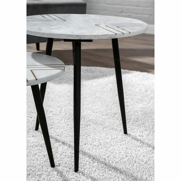 Loftscape Jack & Alice Tables Gigognes Marbollo IV (2 éléments) – Marbre / Métal – Blanc / Noir
