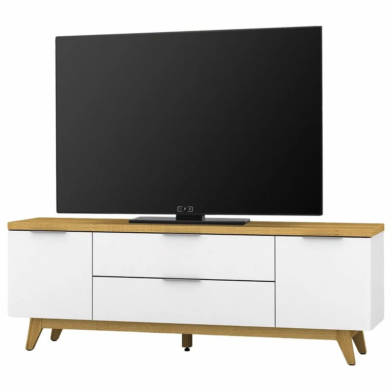 Loftscape Jahnke Meuble TV Libre – Imitation Duramen De Chêne / Blanc Mat